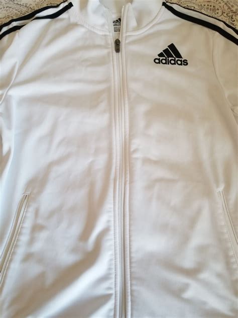 adidas jacke weiß mit schwarzen streifen|Jacken in Weiß .